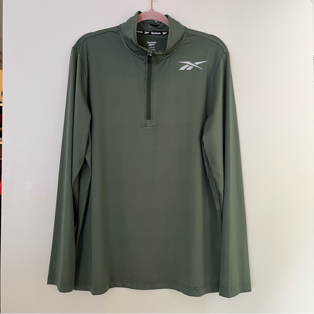 Reebok Men's Olive Performance Half-Zip Pullover